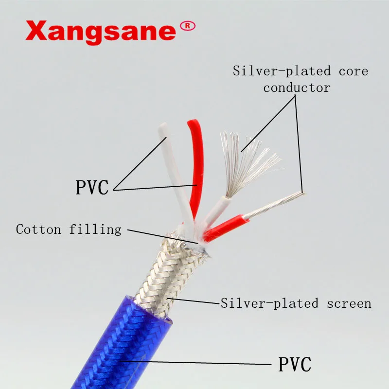 Xangsane Hi Fi 1RCA в 2RCA кабель end 4 ядра бескислородная медь посеребренный Двойной RCA