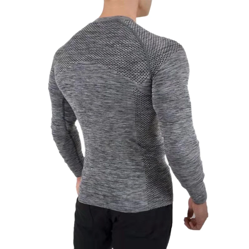 

Мужская футболка с длинным рукавом, однотонный компрессионный джемпер с базовым слоем, облегающий уличный эластичный Модный повседневный ...