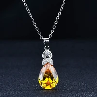 womens 925 silver topa blue pink diamond water drop pear shape pendant necklace party gift jewelry pendant wholesale