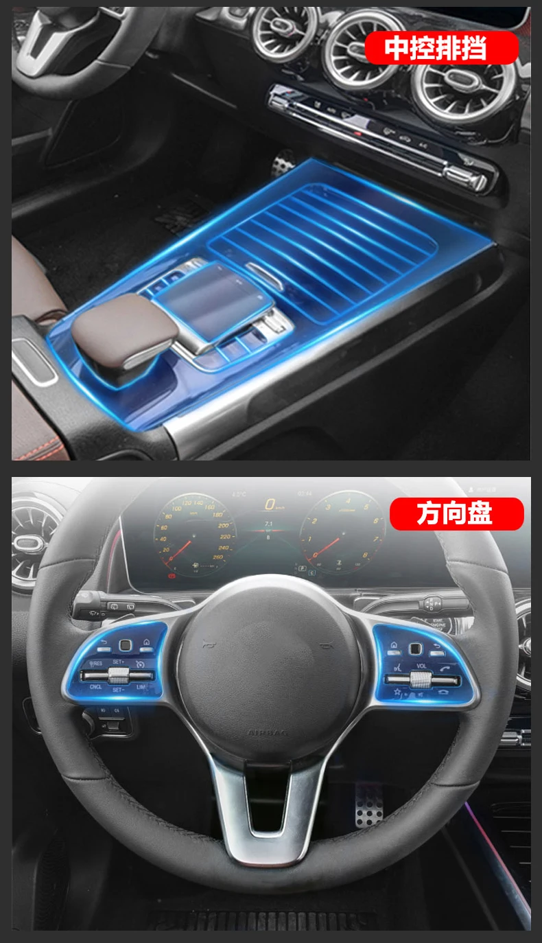 

TPU sticker car interior protection film FOR Mercedes Benz GLB Class X247 Dashboard Central control panel film sticker