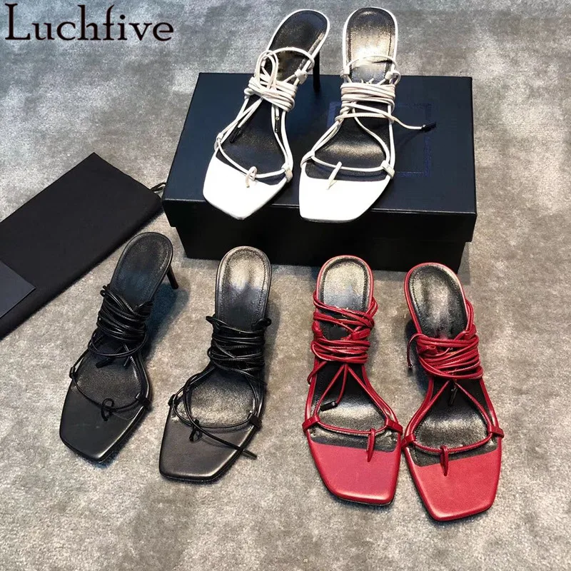 Пикантные босоножки на высоком каблуке со шнуровкой модная женская обувь с