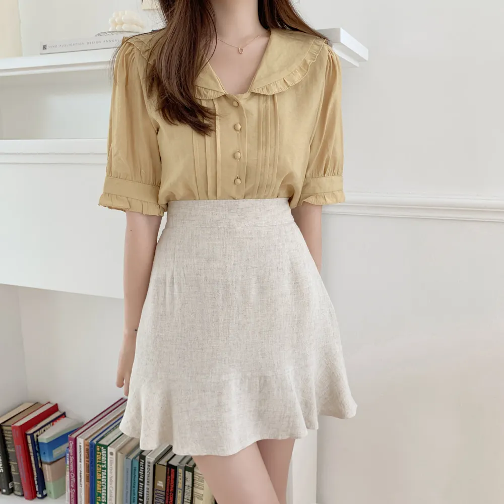 

New Spring Vintage Solid Female Oversize Tops Womens Shirt Short Sleeve Girls Blouse Summer Plus Size Women Blouses Femme Blusas