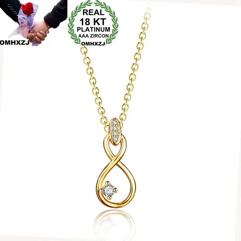 

Ожерелье OMHXZJ с подвеской золотистого цвета с цирконом класса ААА, 18 карат, для женщин и девушек, свадебный подарок, оптом, NC133