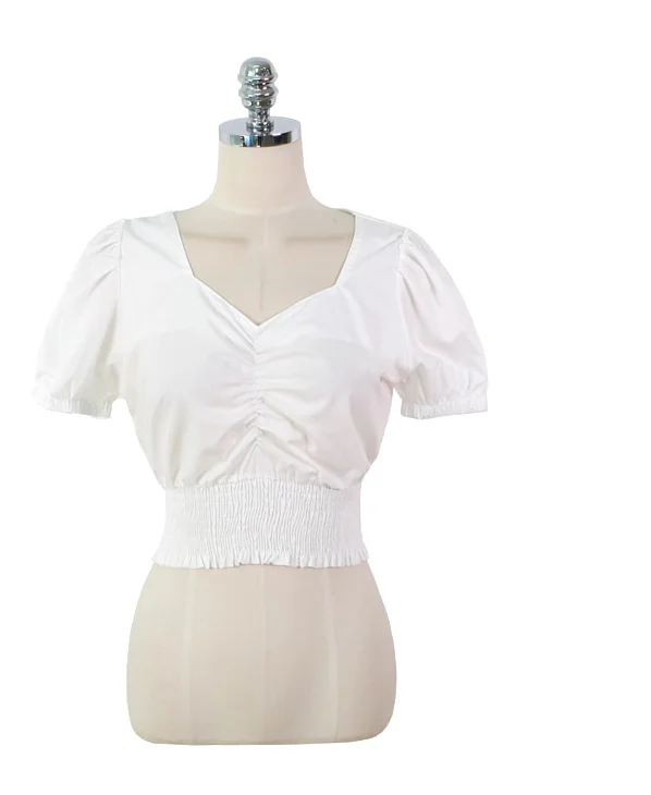 Сексуальный топ с v-образным вырезом Укороченная рубашка летние белые блузки