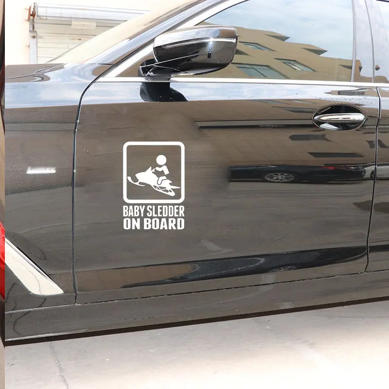 

YJZT 11.6CM*16.5CM BABY SLEDDER ON BOARD Vinyl Car Sticker Whole Body Decoration Decal Accessories C31-0551