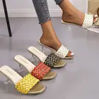 Мюли женские летние со стразами, удобная повседневная пляжная обувь, шлепанцы для дома, большие размеры 41