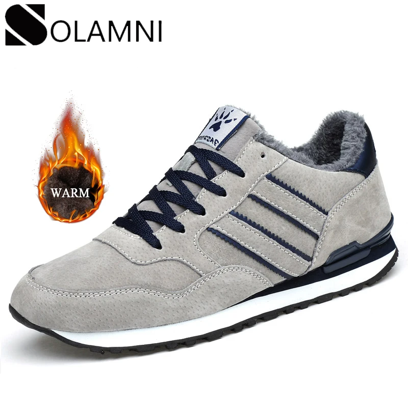 Мужские зимние кроссовки дышащая теплая обувь на меху повседневная мужская