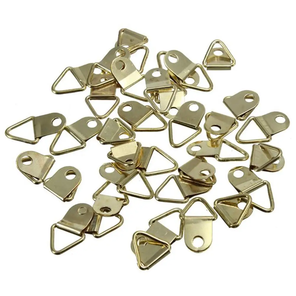 

20pcs/Set Universal Strong Golden D Rings Decor Picture Hooks Helper Frames Triangle Hanging Hanger Screws R1M5