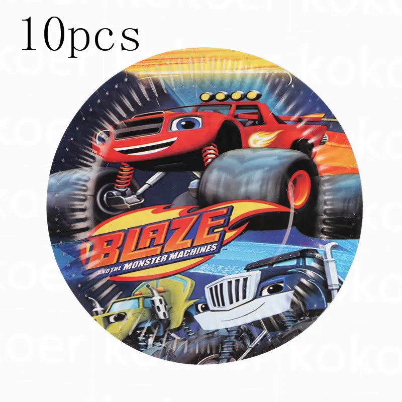 7inch plate 10pcs Kokoer Blaze and the Monster Machines набор для вечеринки на день рождения, бумажный стаканчик, тарелка, Детские вечерние принадлежности для мальчиков - Цвет: 7inch plate 10pcs