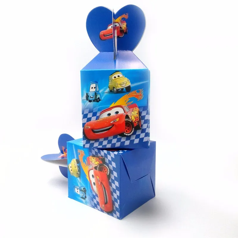 

New Arrival 6pcs/lot DisneyCars Theme Gift Box Wedding Paper Gift Box Boy Birthday Party Baby Shower Disposable Candy Box Supply