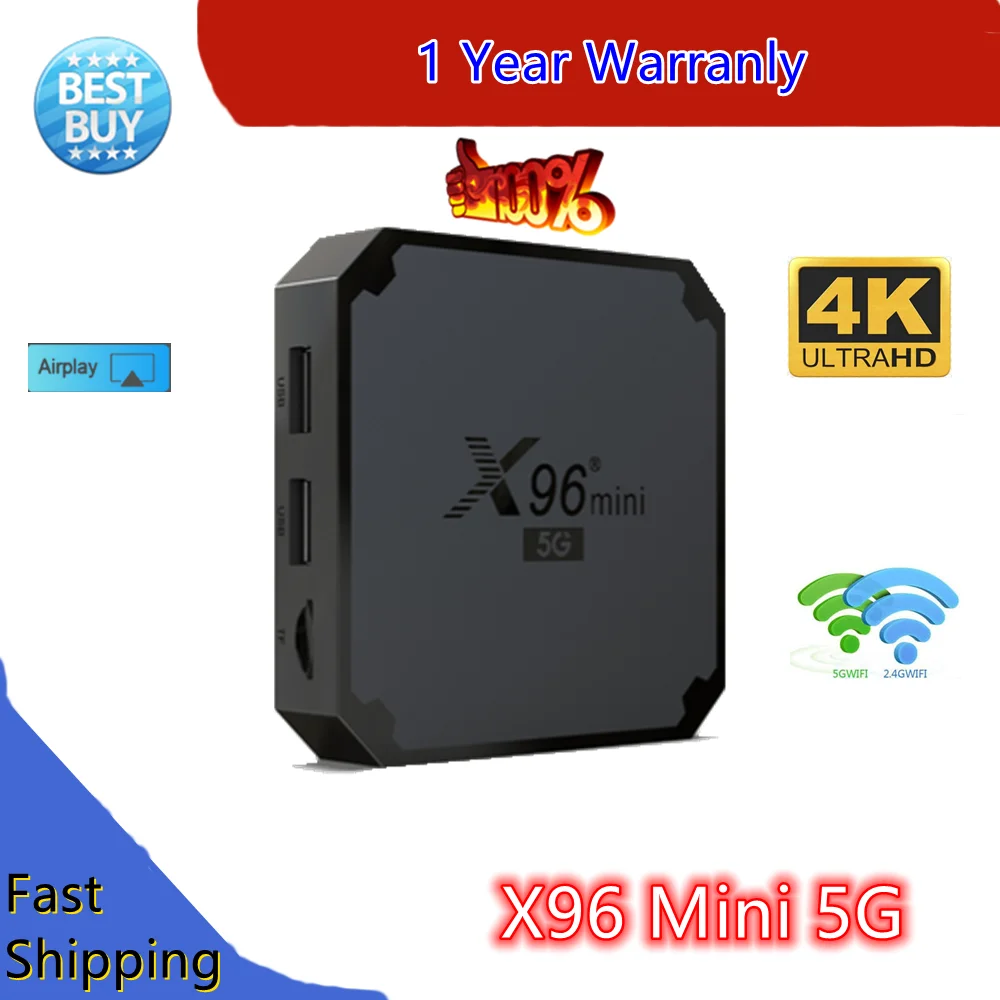 Лучший X96mini 5G Android 9 0 Amlogic S905W4 4 ядра A53 1G 8G 2G/16G Смарт ТВ Media Player Декодер каналов