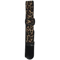 washable no fading cartoon style adjustable guitar strap denim belt leather ends yellow leopard print