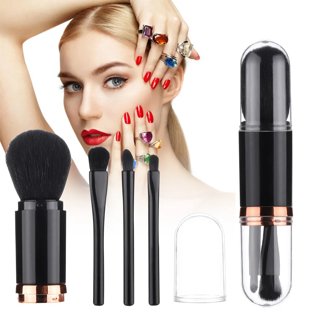 4 в 1 набор кистей для макияжа синтетический тональный крем губ растушевка теней