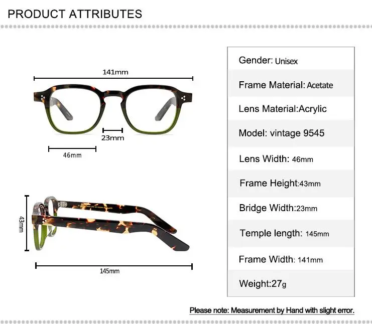 

Acetate Glasses Frame Vintage Men Full Rim Optical Eyewear High Quality Clear Lens Goggle Myopia Eyeglasses Women Spectacle