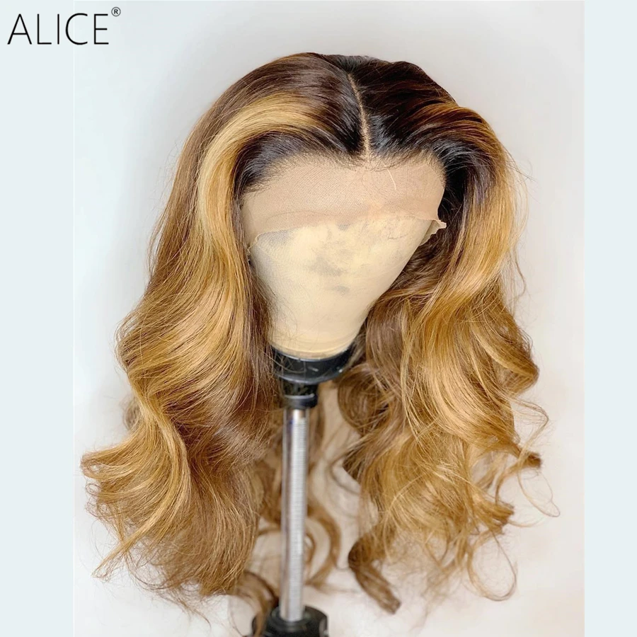 ALICE Ombre волна 13 × 4 T-part кружевные передние человеческие волосы парики кожа головы