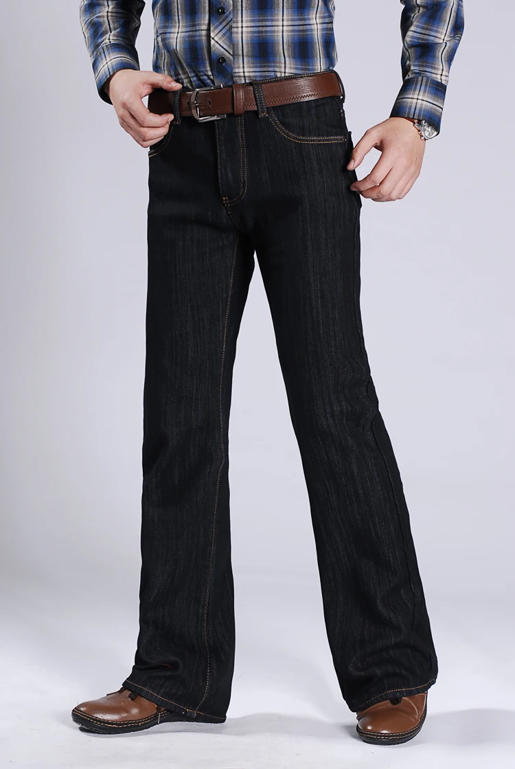 Новые джинсы мужские ботинки с вырезами толстые брюки клеш высокой талией Зимние