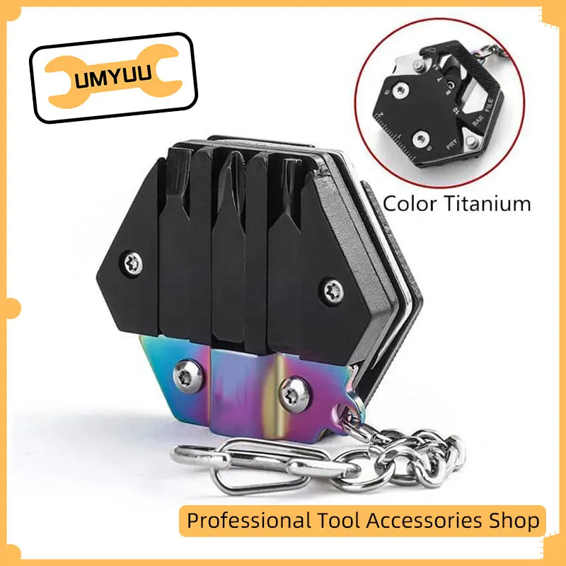 

UMYUU Multifunctional Hexagon Outdoor EDC Tool Mini Precision Multi Screwdriver Set Knife Keychain Screwdriver Pocket Fold