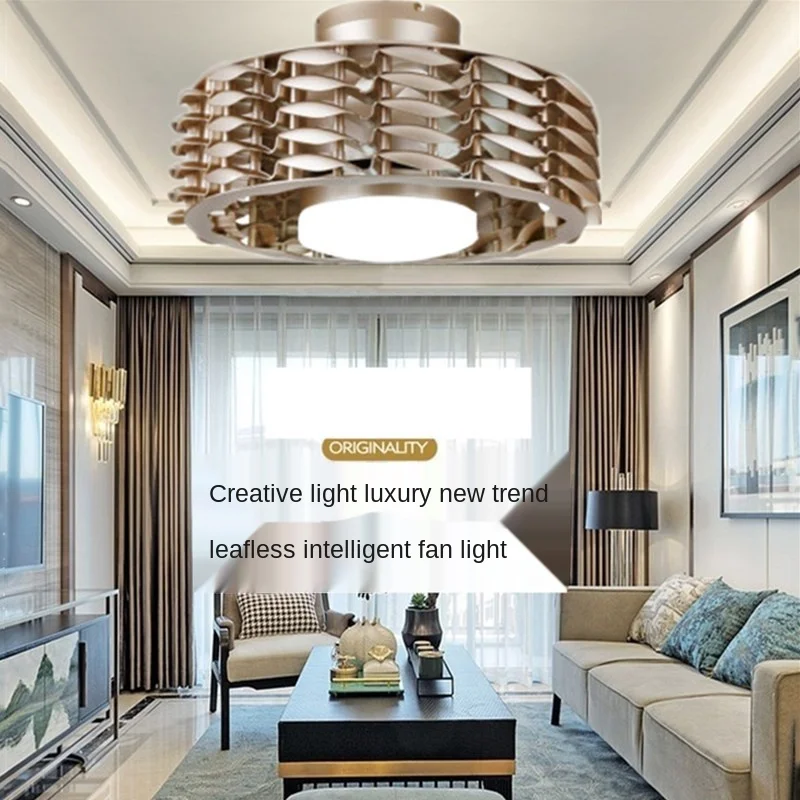 

bladeless 55cm Creative Ceiling fans with lights remote control Indoor Silent Fan Light European Style no Blade Design