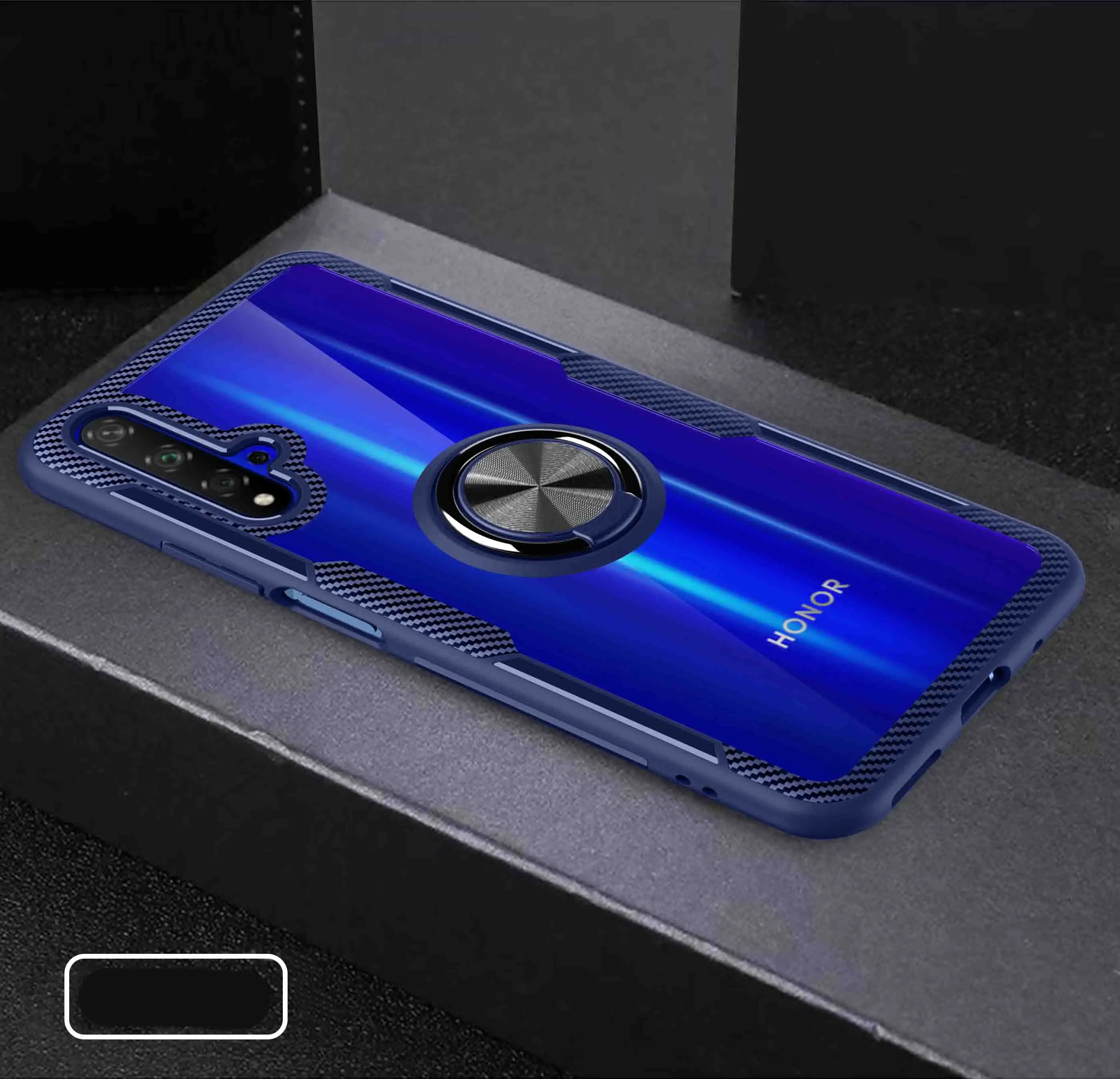 Transparent Car Holder Magnetic Ring Phone Case Metal+Silicone Cover On For Huawei Honor 20 Lite Pro Honor20 20Pro 64/128/256 GB | Мобильные