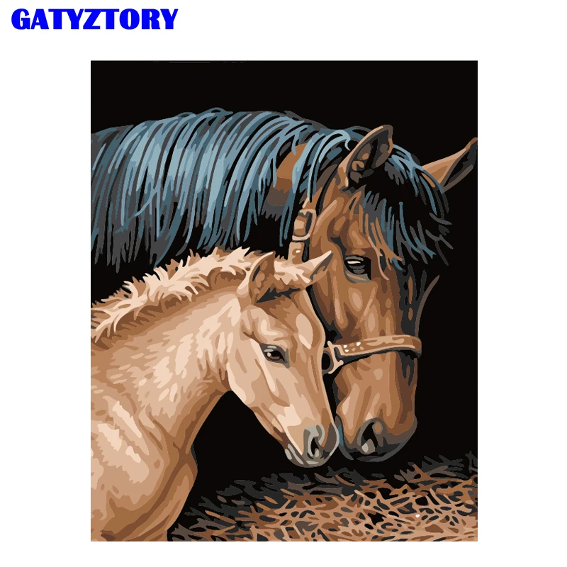 GATYZTORY рамка для картин DIY Краска по номерам лошадь животные набор краски по номерам Акриловая Краска на холсте для украшения дома