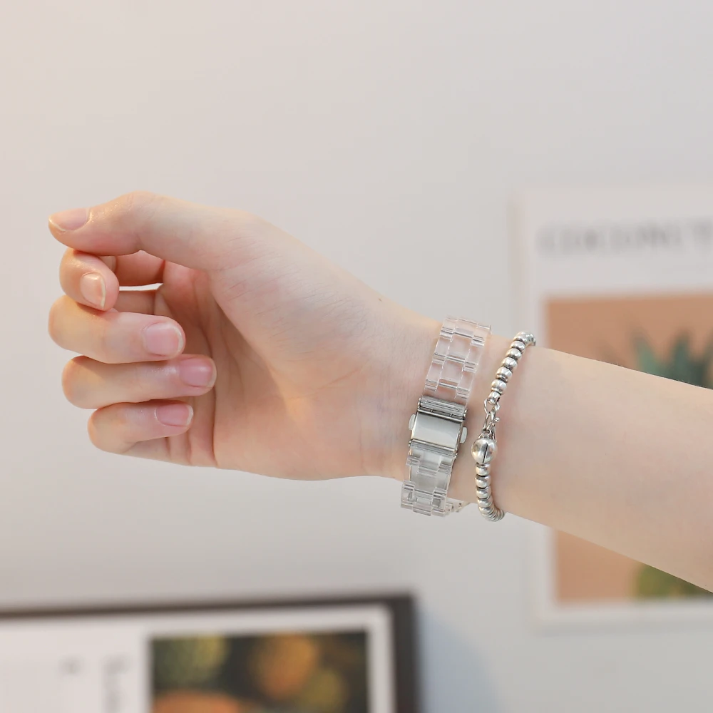 Slim Transparent Jelly Band For Apple Watch 44mm 40mm Series Se 7 41mm  45mm  Clear Strap on Smart Iwatch 6 5 38mm 42mm Bracelet