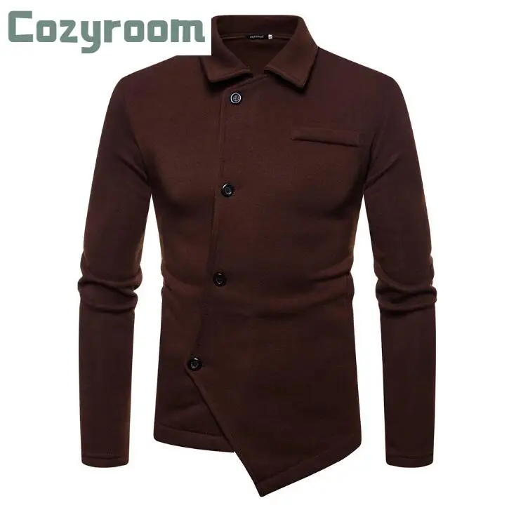 

Hot 2021 autumn and winter new Fashion hoodies mens solid color hoodie personality oblique swing cardigan lapel jacket coat
