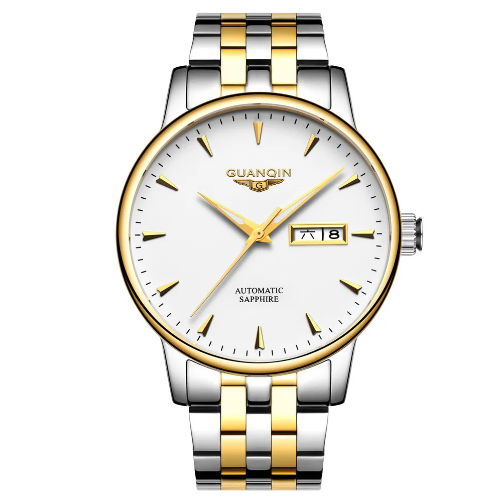 2020 GUANQIN Top Brand Automatic Mechanical Men Watch Business Waterproof Male Clock Sapphire Wrist Watches Relogio Masculino