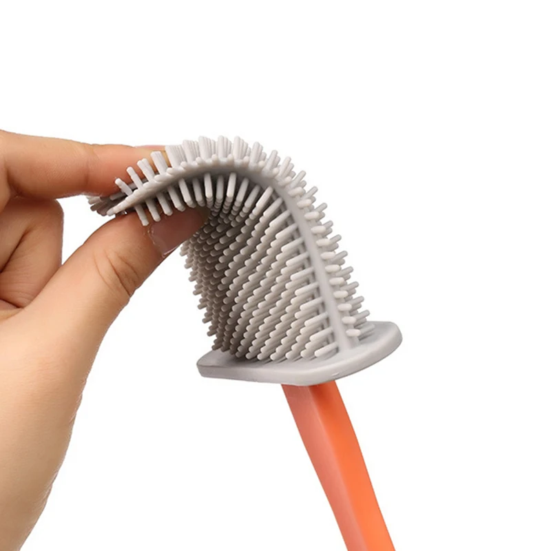 

Wall-Mounted Cleaning Brush Set for Home Bathroom 1Set Soft Silicone Toilet Brush with Plastic Holder
