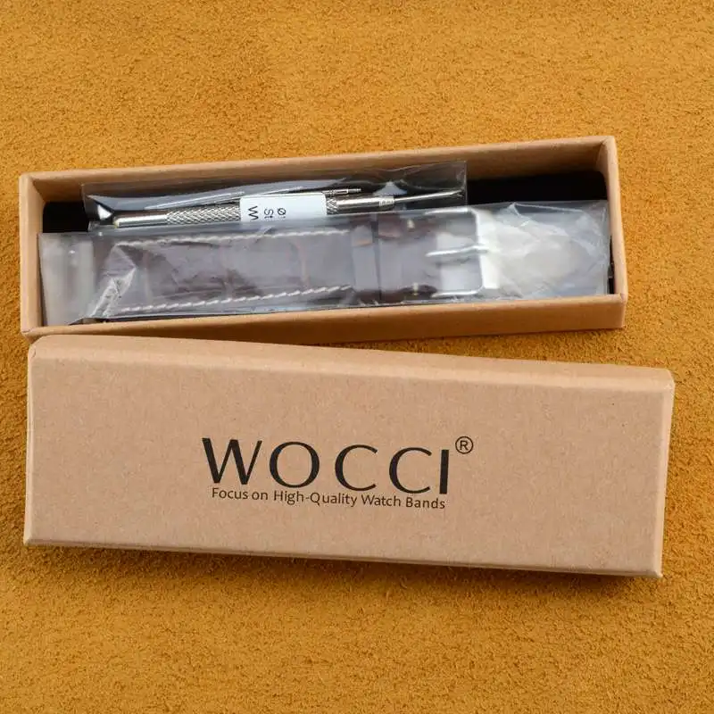 WOCCI, 18 мм, 20 мм, 22 мм, ремешок для часов, кожа аллигатора, телячья кожа, черный, коричневый, синий, с тиснением под крокодиловую кожу, для мужчин и женщин, ремешок для часов с инструментами