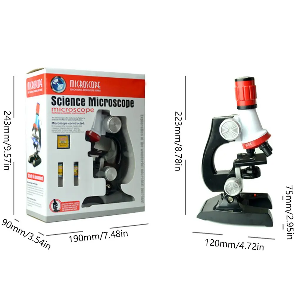 

Biology Microscope Kit Lab LED Home School Science Educational Toy Gift Refined Biological Microscope For Kids Children