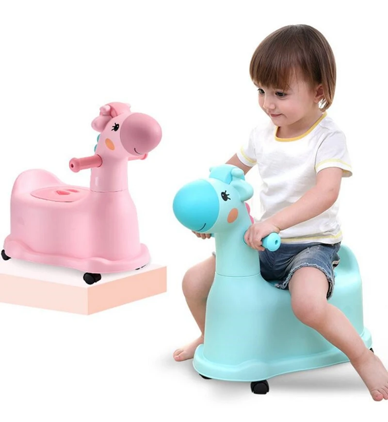 Милый портативный Детский горшок с рисунком оленя на колесиках детский