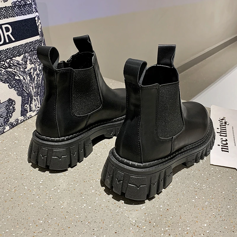 short Boots Female British Style Autumn 2021 New Fashion All-match Comfortable Thick-soled Chelsea Boots Short Boots Women