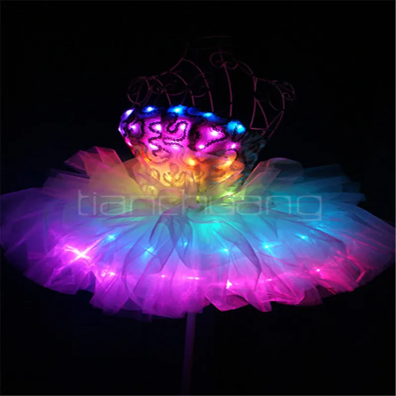 DMX programmable led light dress party wears luminous stage dance costume glowing RGB ballet skirt colorful full color clothe ds