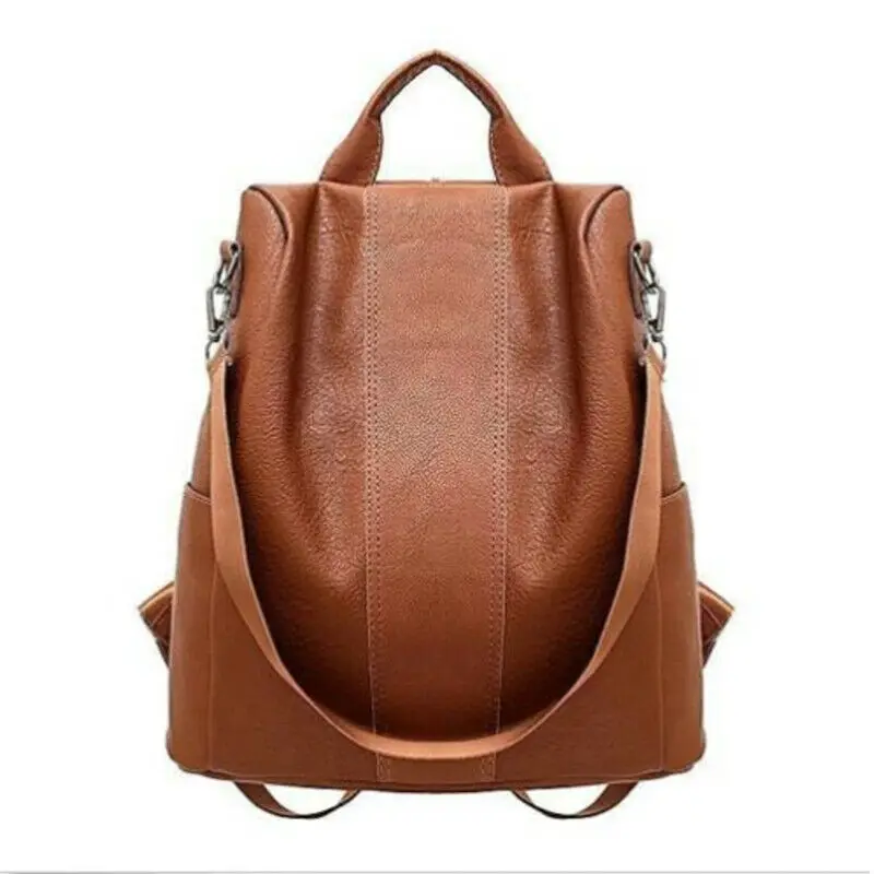 

Women PU Leather Backpack Girls School Bag Knapsack Casual Minimalist Student Zipper Solid Rucksack Backpacks
