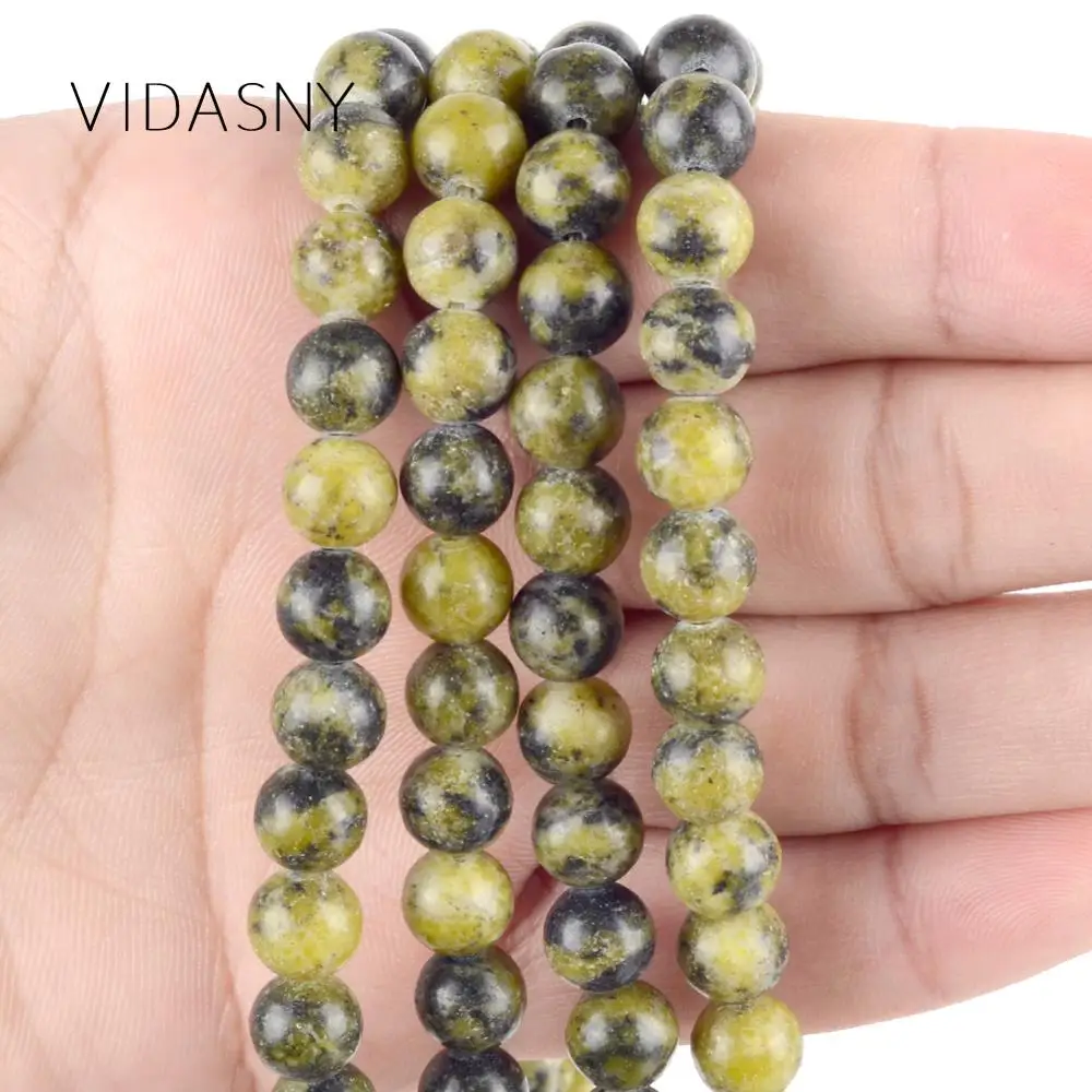 

Natural Gem Stone Beads Yellow Turquoises Round Loose Beads For Jewelry Making 4-12mm Spacer Beads Diy Bracelet Necklace 15inch