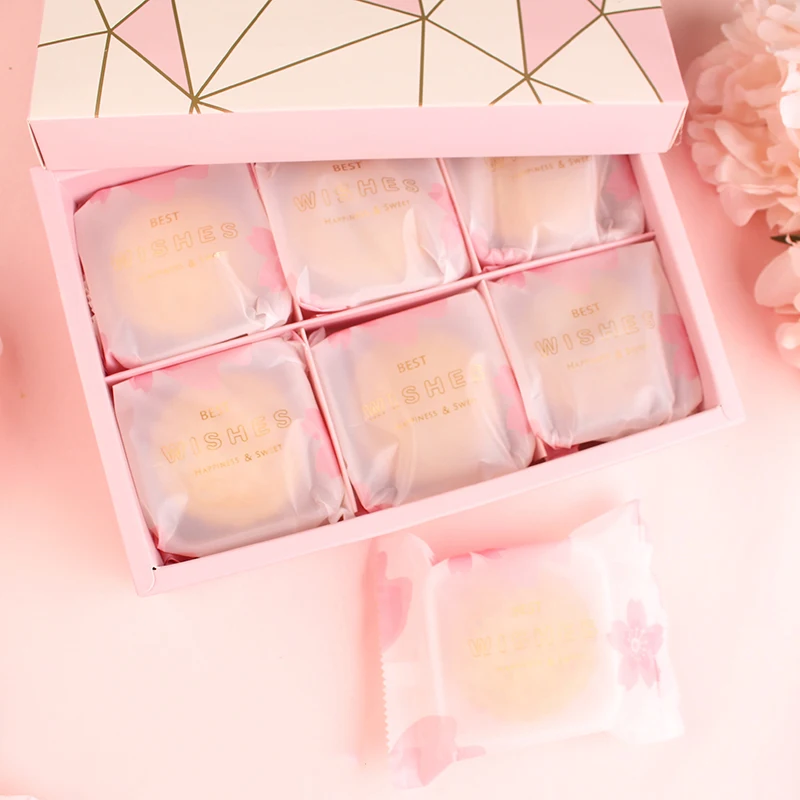 100pcs/lot Sakura Cherry Blossom MoonCake Packaging Bag Sugar Nougat Candy Snack Cookies Food Cake Baking | Дом и сад