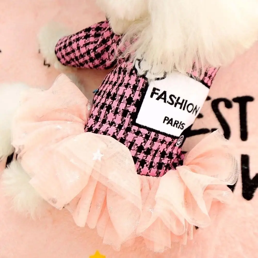 Женское зимнее платье для собаки розовый черный пачка осеннее теплое пальто