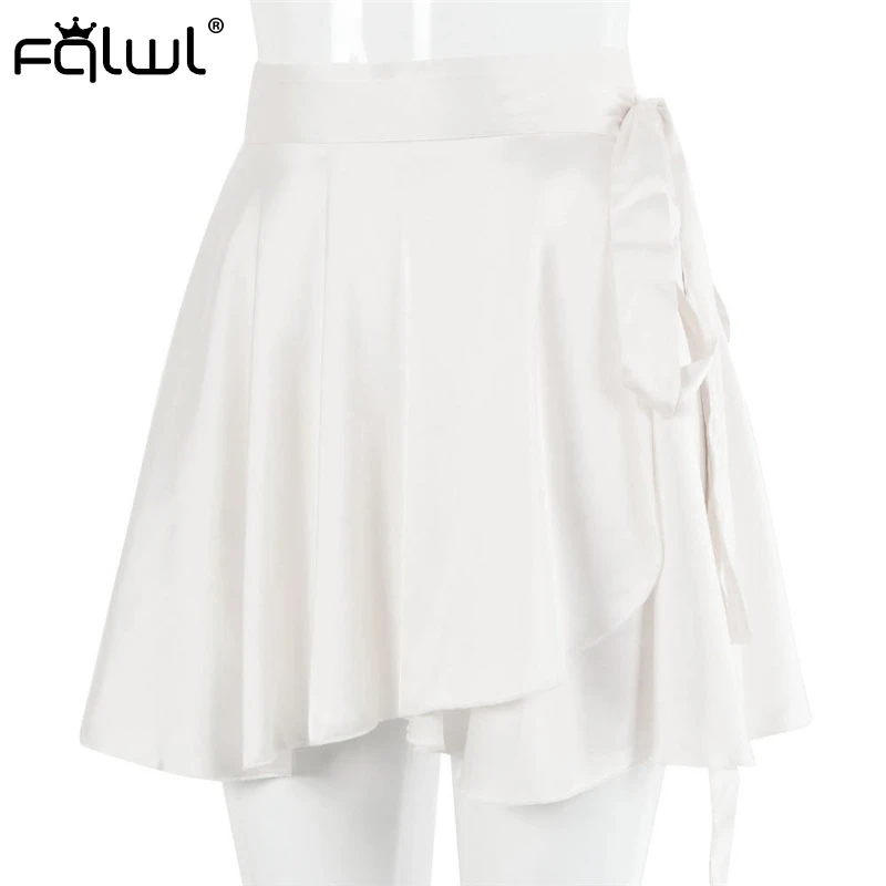 Юбка Женская атласная с оборками FQLWL Повседневная пляжная облегающая мини-юбка