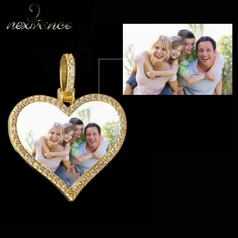 Кулон и ожерелье Nextvance с подвеской в виде сердца на заказ с цветным фото и цепочкой для тенниса кубический циркон для женщин ювелирные изделия для девушек