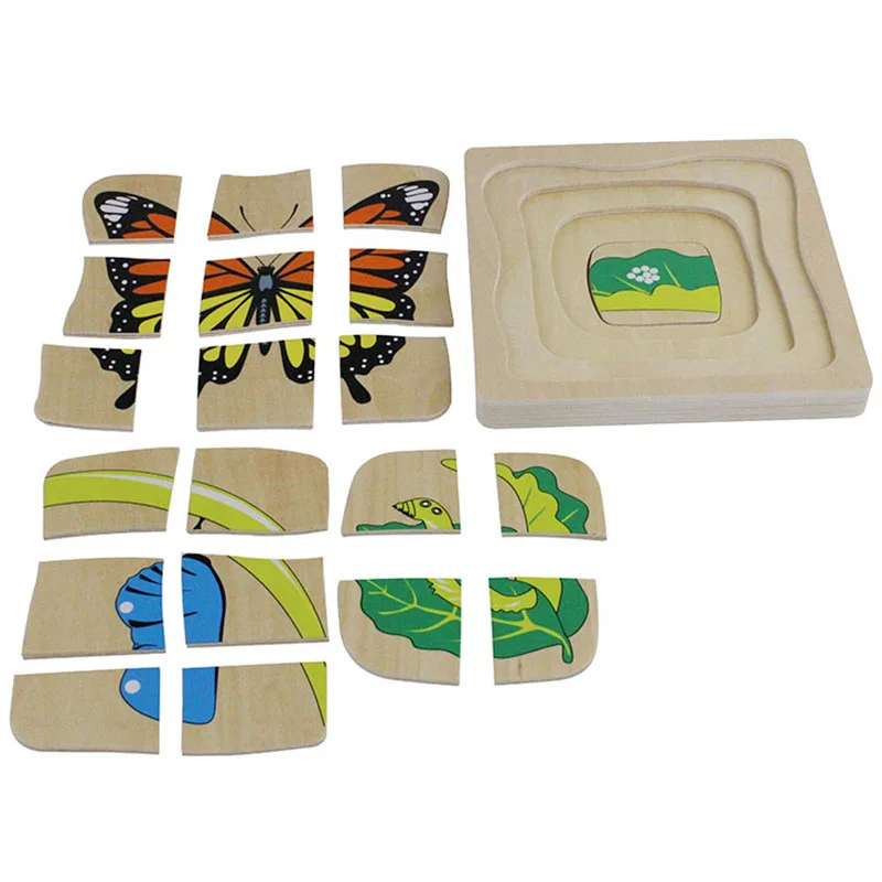 Игрушки-головоломки для роста бабочек Развивающие деревянные Многослойные