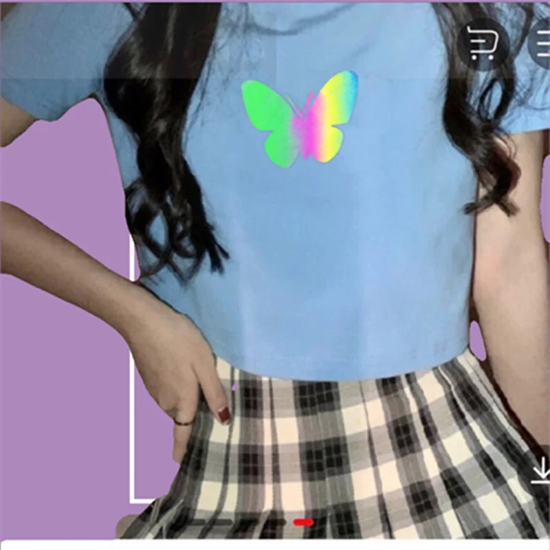 

Long Reflective Printing Loose Short Sleeve T-shirt Top Women 2021 New Summer Women's Casual En*