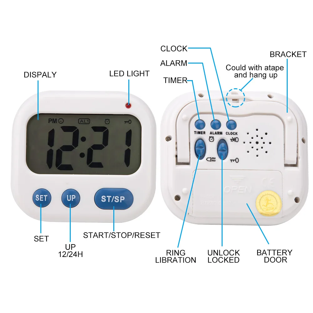 Портативный Вибрационный будильник Luminova светодиодный цифровой таймер