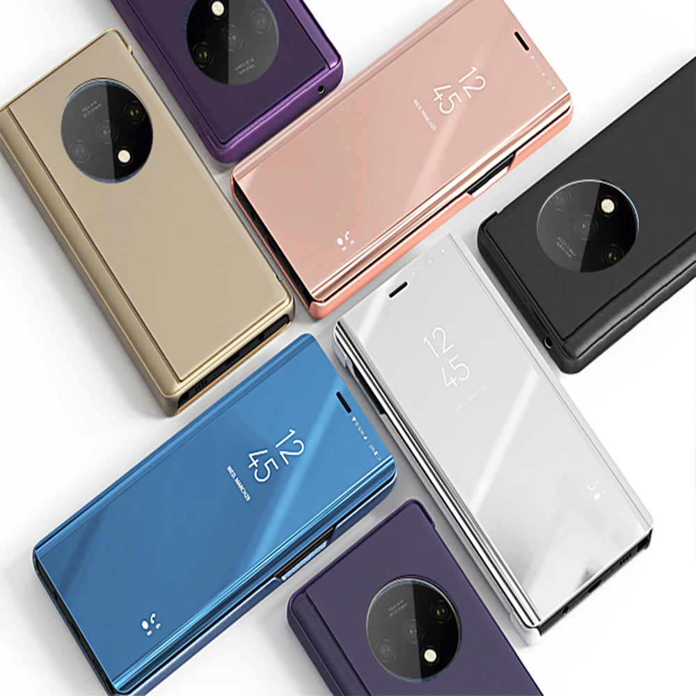 Чехол для Oneplus 7 T, чехол для Oneplus 7 Pro, зеркальный умный флип-чехол, прозрачный вид из искусственной кожи, чехол для Oneplus 7T 1+ 7T 7 Pro, чехол