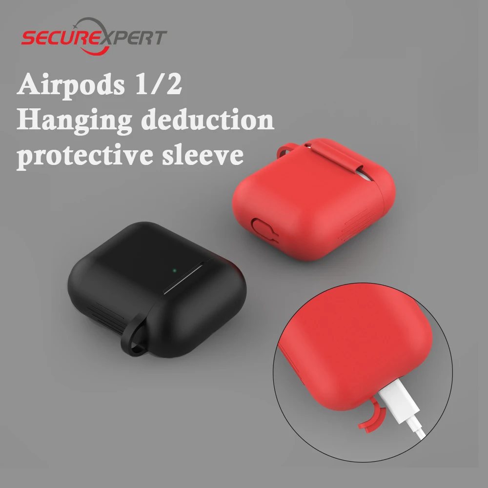

Silicone Airpods Case for Apple Airpod 1/2 Bluetooth Protective Sleeve with Hanging Deduction Earphone Accessories