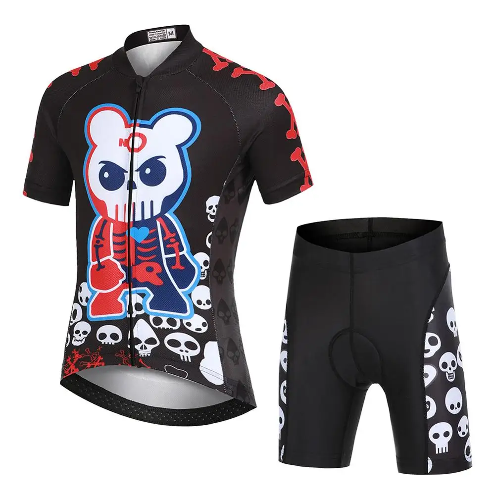 Kids Cycling Jersey Set Cartoon Children Cycling Clothing Summer Bike Jersey Shorts Quick Dry Bicycle Jersey Suit