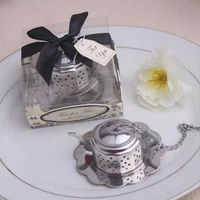 1pcs x tea for two stainless steel teapot tea infuser in gift box wedding favors metal kettle tea strainer party giveaways