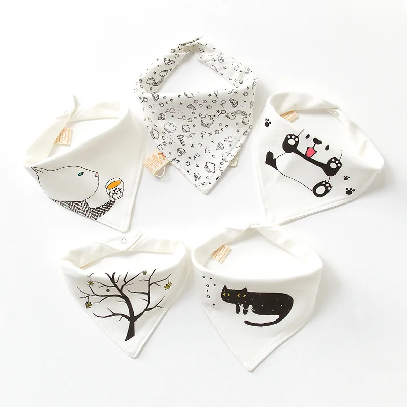 Новые модные многоразовые моющиеся хлопковые детские нагрудники 5 шт./компл.