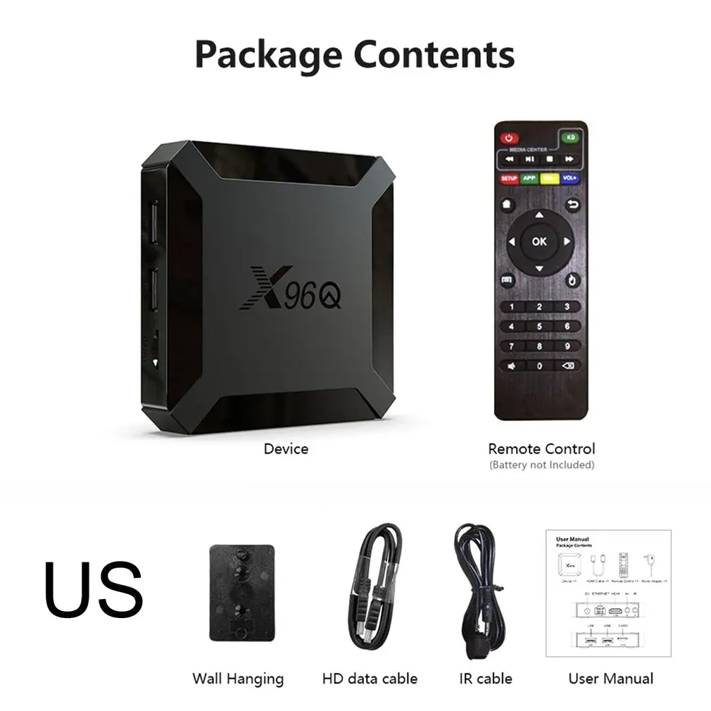 

X96Q 1080p 4K Smart Set-Top Box Android 10 Allwinner H313 Quad Core 2.4G WiFi Wireless Network Media Player TV