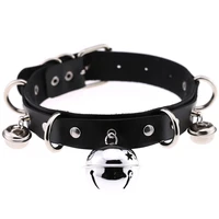 big bell choker collar for women girls necklace metal leather chocker goth anime cosplay jewelry accessories