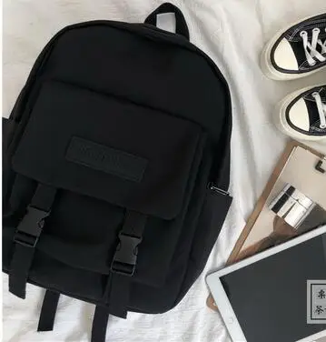 1 Harajuku сплошной цвет женский колледж большой емкости повседневное корейский рюкзак Ulzzang Мода ins Винтаж письмо рюкзак - Цвет: 1